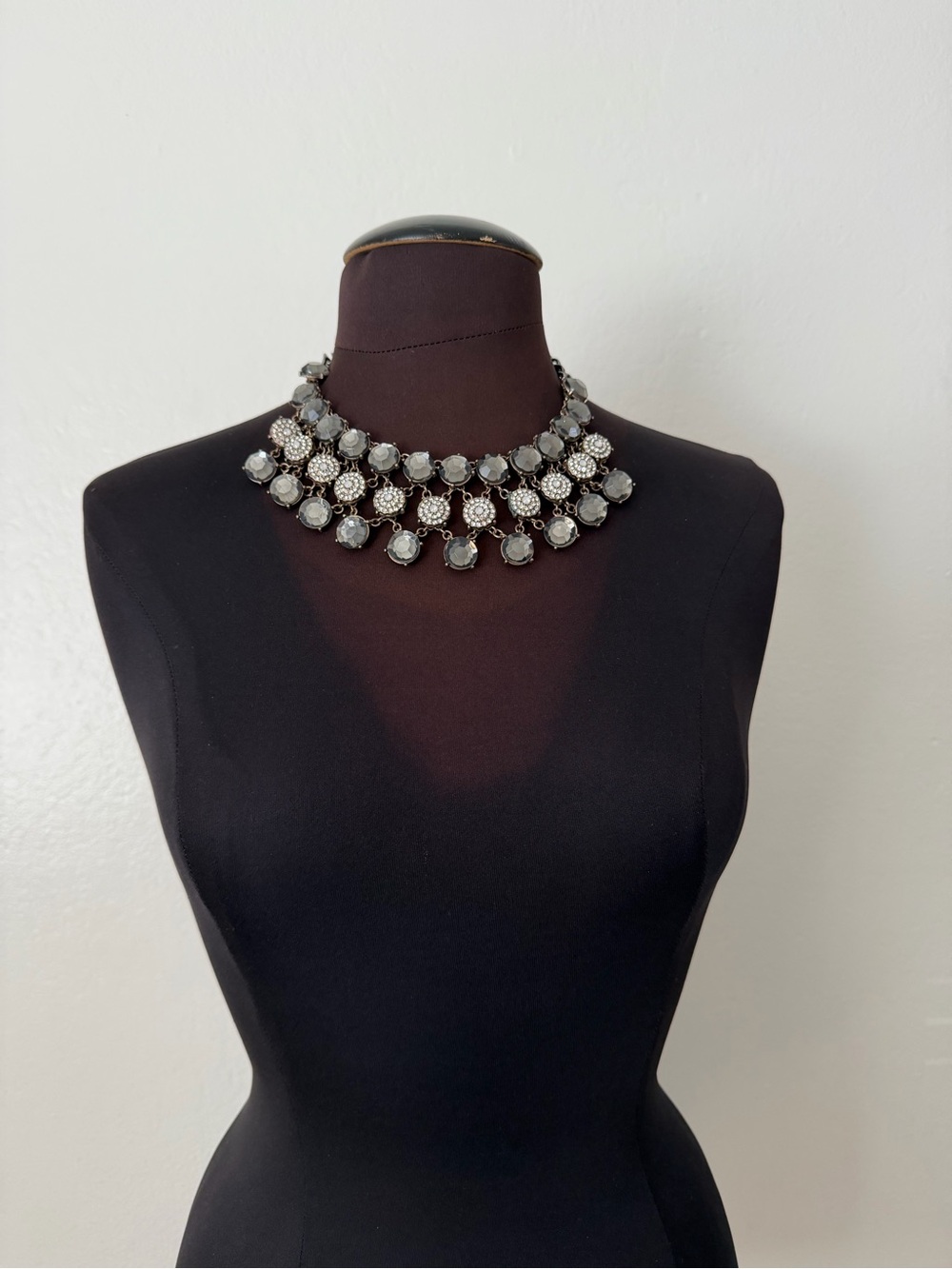 ZARA Sparkly Statement Necklace with Clear and Gray Stones